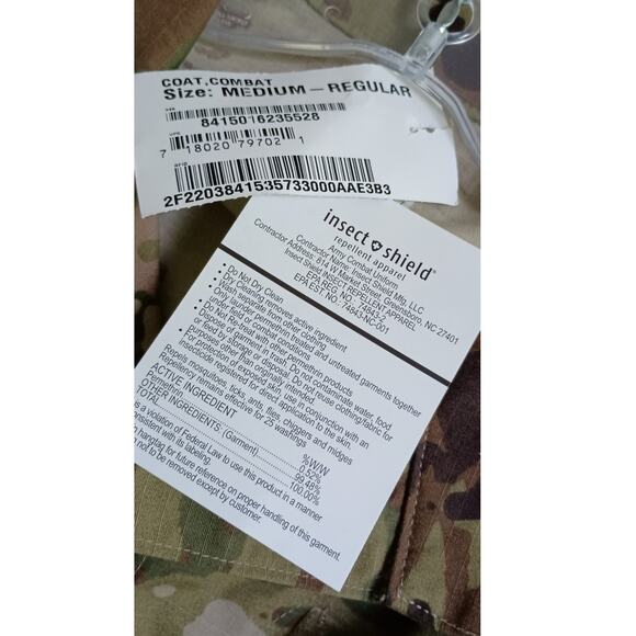 Army Camouflage Combat Uniform Zip Jacket Insect Shield NWT Medium Regular - Picture 6 of 9